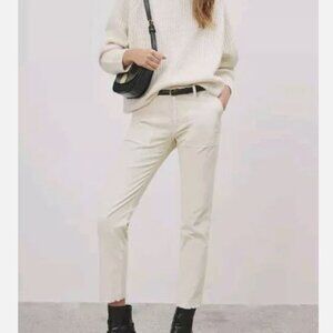 Womens NILI LOTAN Jenna Corduroy Crop Pants Winter White 6